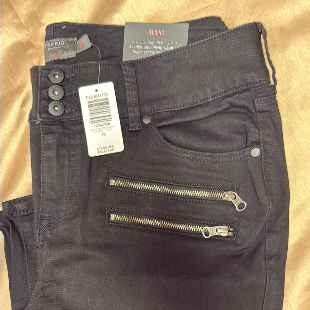 Torrid Black Jeggings with Zipper Accents